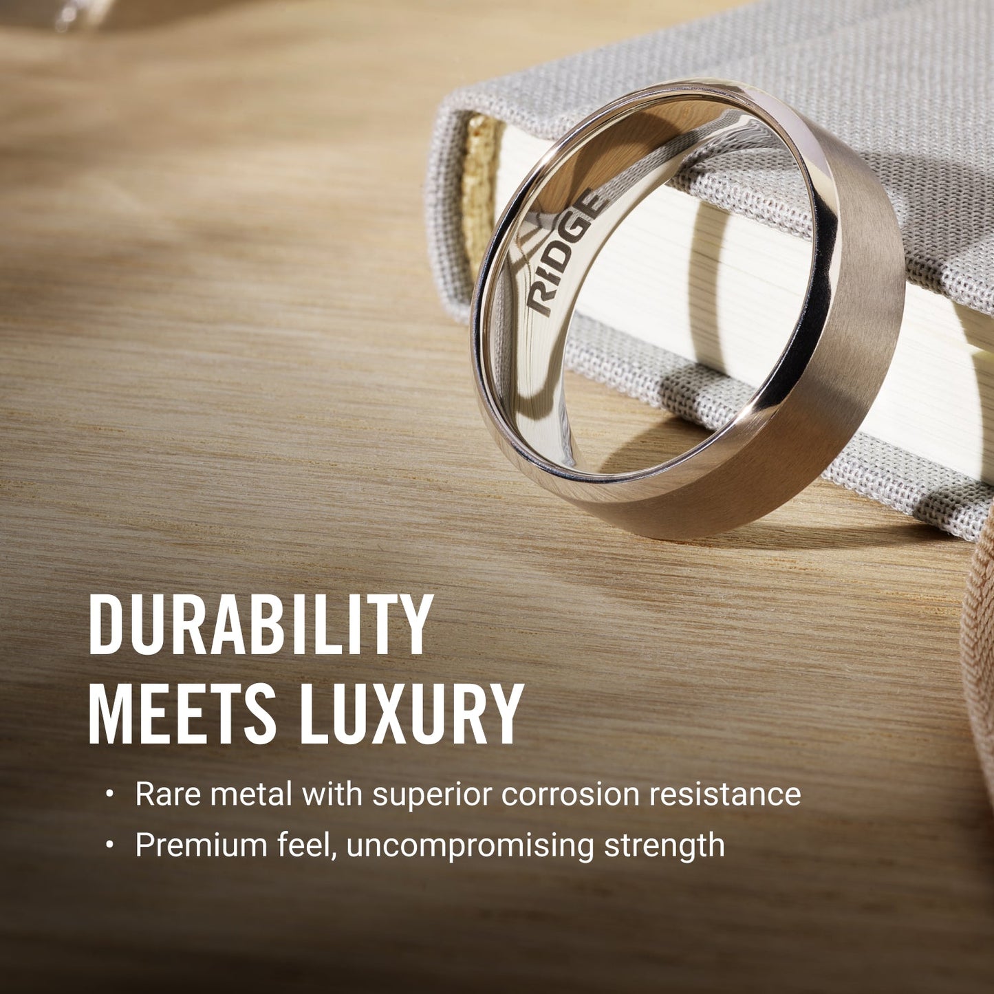 Ridge 8mm Beveled Ring Set - Platinum | Tantalum