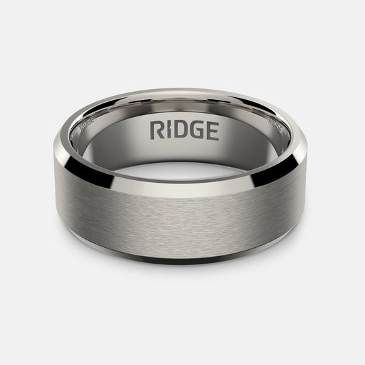 Ridge 8mm Beveled Ring Set - Platinum | Tantalum