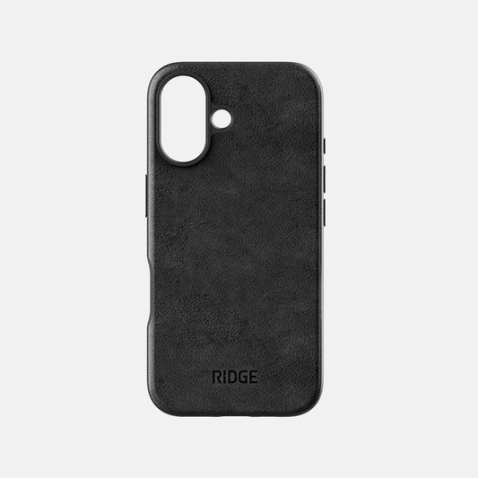 Ridge Phone Case - Midnight Black Leather - iPhone 16